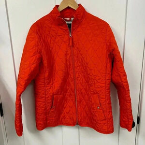 Lands’ End Large women’s quilted orange jacket zip